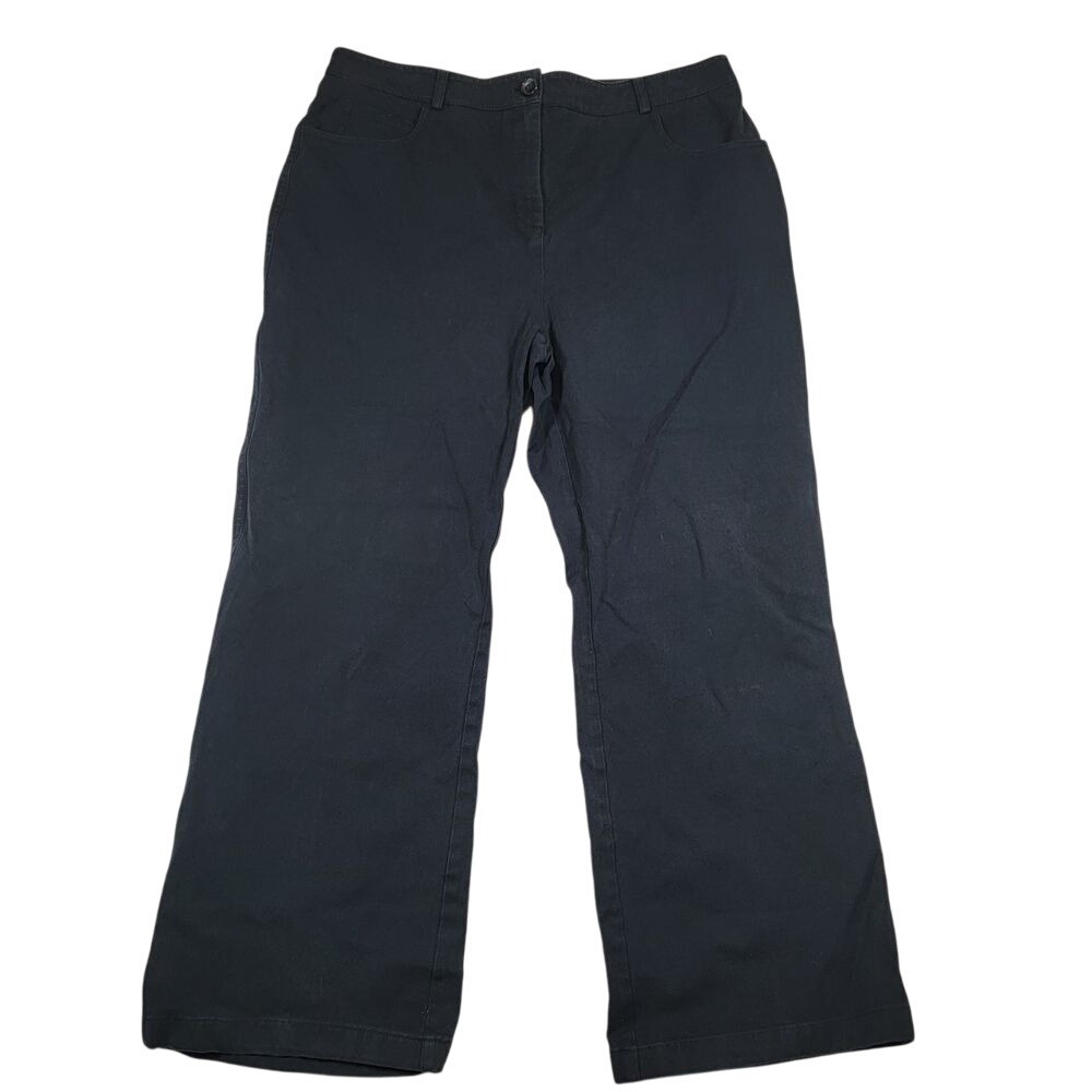 St. John Women's Wide‎ Leg Pants Sz 10 Black Ankle Trousers